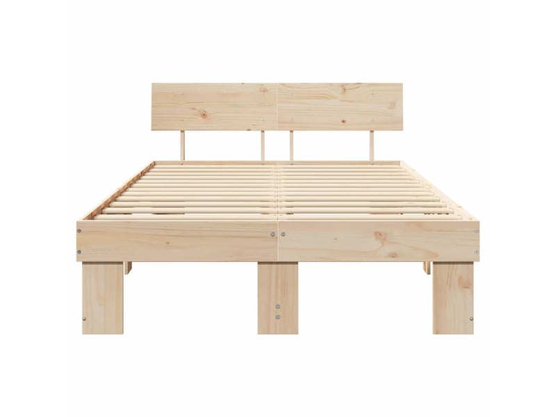  Lit double- lit adulte -  cadre de lit avec tête de lit naturel 120 x 190 cm pin massif  - Conforama D