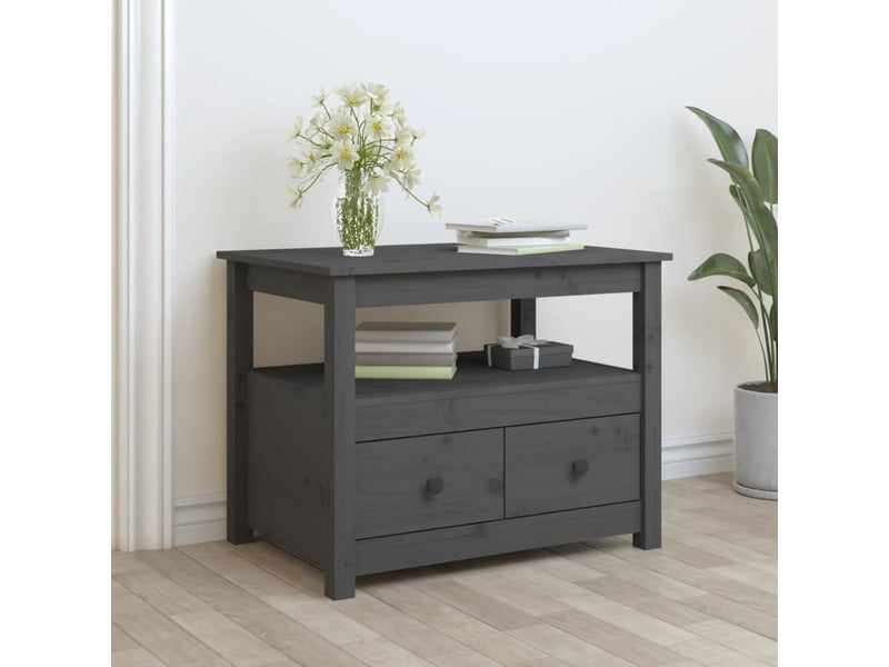  Table basse | table de salon gris 71x49x55 cm bois massif de pin  - Conforama B