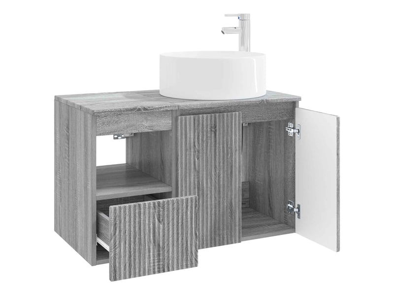 Ensemble de mobilier de salle de bain 2 pc sonoma gris cf64200 - Conforama D