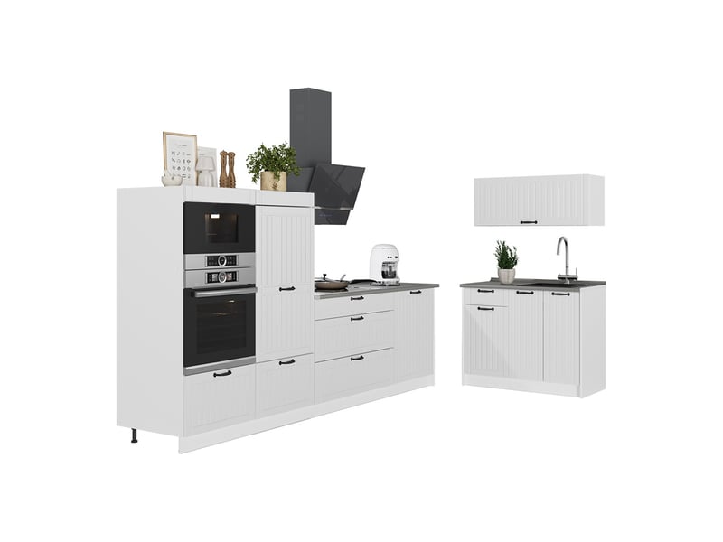  Vicco cuisine, blanc campagneblanc, 380cm, pt anthracite  - Conforama E