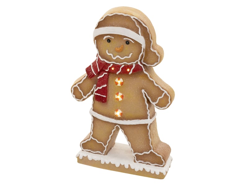 Ecd germany figurine de noël bonhomme en pain d'épices à led 76 cm, décoration lumineuse d'interieur sur piles (non incluses) avec bonnet et écharpe, ornement à poser pour cheminée plateau de table ECD Germany GmbH - Conforama A