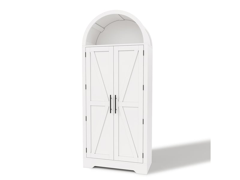  Vitrine haute 70x35x170 cm, portes doubles, étagères réglables, mdf, blanc  - Conforama A