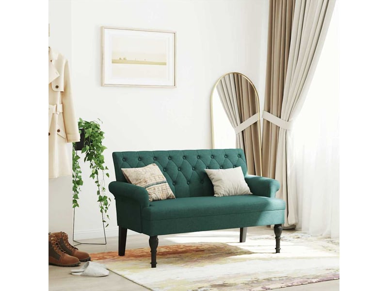  Banc salon, banc interieur avec dossier vert foncé 120x62x75,5 cm tissu  - Conforama B