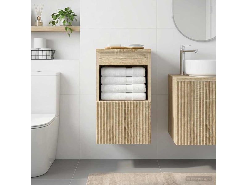  Armoire de salle de bain, meuble de rangement chêne sonoma 30x41x50 cm  - Conforama B