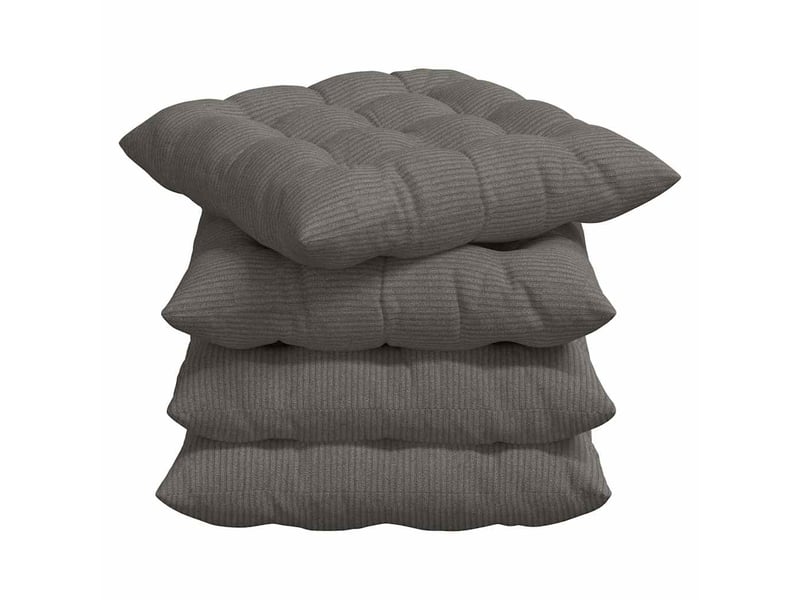  Lot de 4 coussins de siège, coussins décoratifs tissu en velours côtelé gris clair cf59986  - Conforama A
