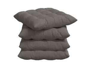 Lot de 4 coussins de siège, coussins décoratifs tissu en velours côtelé gris clair cf59986