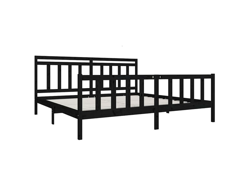  Lit double- lit adulte -  cadre de lit sans matelas noir bois massif 200x200 cm  - Conforama B