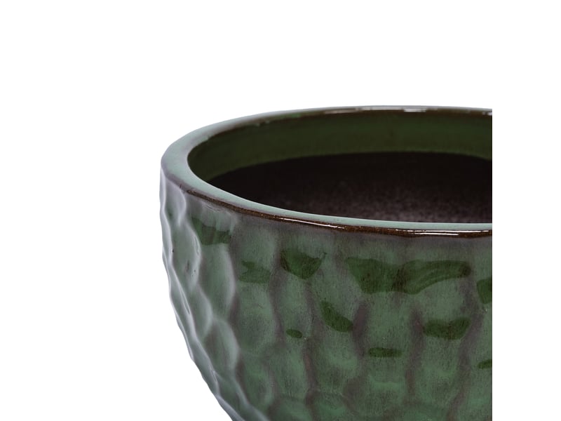  Lot de 3 pots de fleurs faits main en céramique ø 38,130,525,4 cm – vert antique – drainage intégré  - Conforama E
