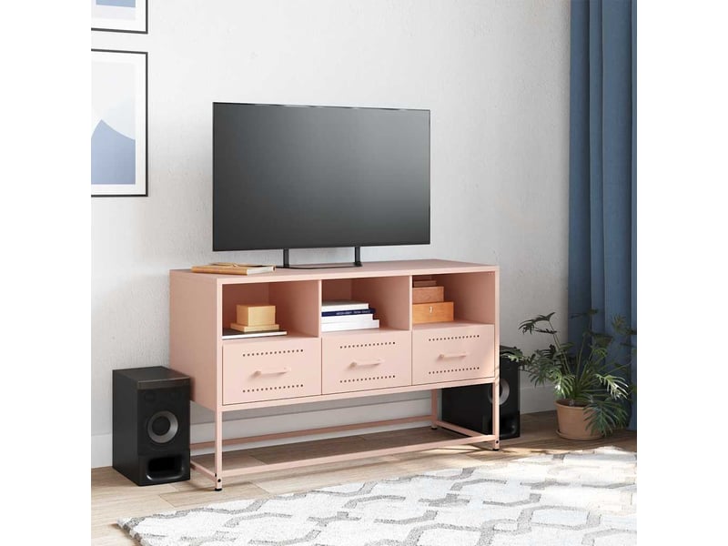  Meuble tv - banc tv - meuble de rangement rose 100,5x39x60,5 cm acier  - Conforama C