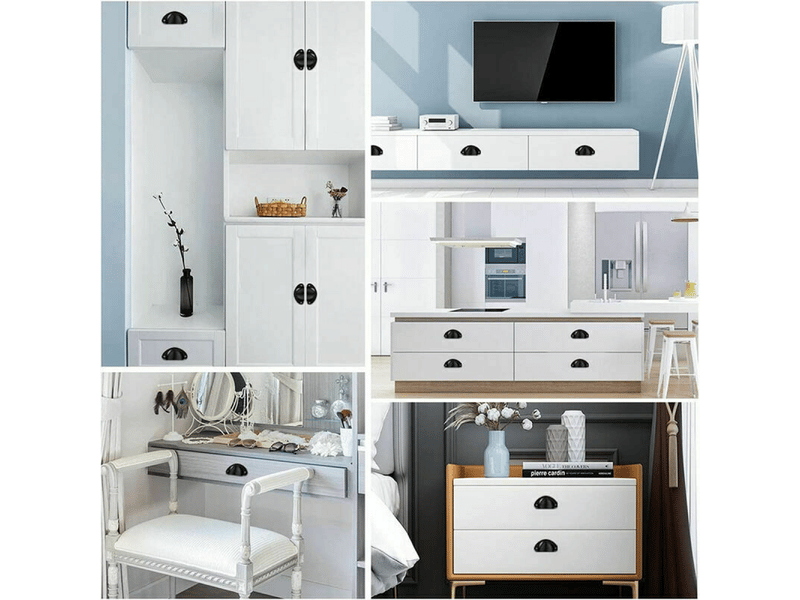  Poignée de tiroir bouton porte coquille poignée en forme de coquille décoration porte meuble tiroir armoire placard avec vis 20 pièces noir  - Conforama E