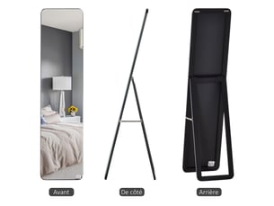 Miroir rectangulaire à poser coloris noir <strong></strong> <strong></strong> - 156 cm x 43 cm