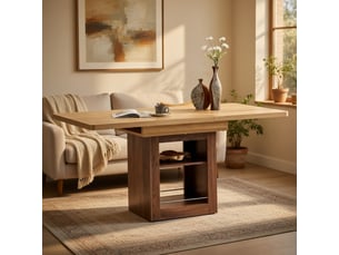 Table extensible imitation bois avec rangement 130 cm ou 160 cm piètement mdf noyer tiroirs pour petit appartement 4 à 8 personnes