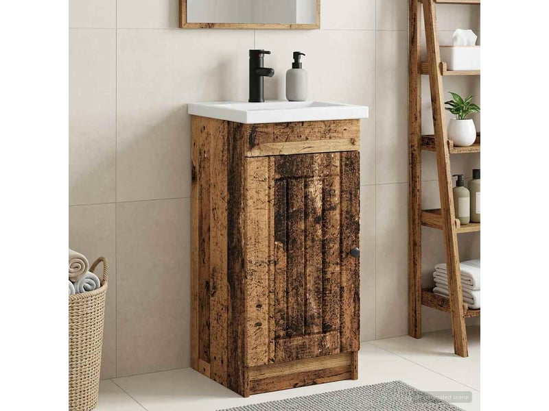  Meuble de salle de bain avec évier bois ancien shl6930  - Conforama B