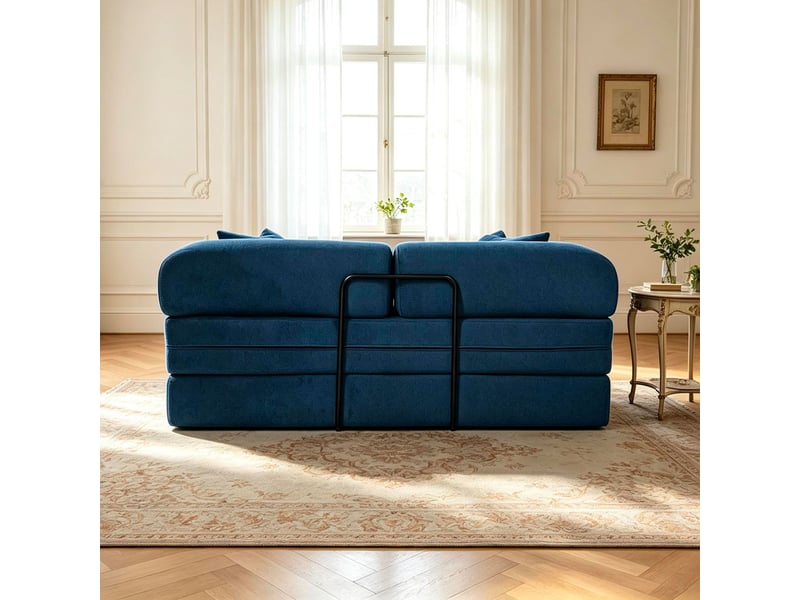 Canapé 2 places convertible et modulable bergerac tissu doux texturé bleu Bergerac - Conforama E