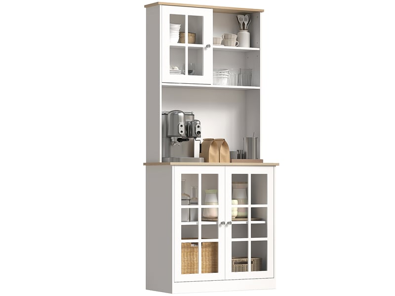  Buffet de cuisine, armoire haute de cuisine, meuble avec plan de travail, 3 portes vitrées, 2  - Conforama A