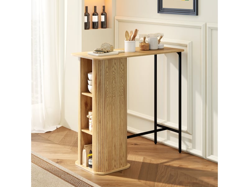  Table de bar, table haute, mange debout panneau de particules, couleur bois naturel 112x50x106cm  - Conforama C