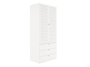 Armoire 2 portes 90x50x200 cm avec portes à lamelles, panneau de particules blanc chambre et dressing pour dressing