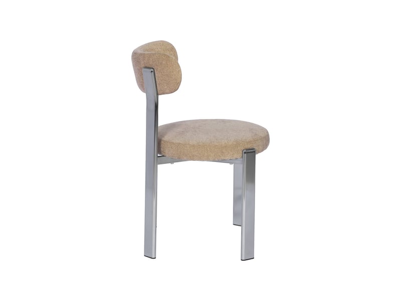 Lot de 2 chaises vintage acier chromé et tissu texturé taupe - gloria  - Conforama E