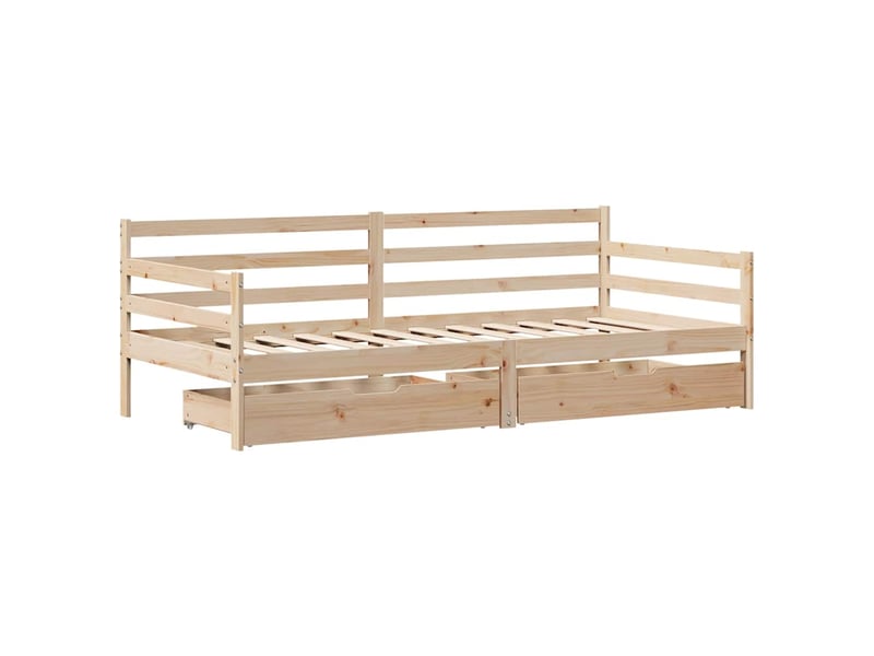 Lit simple- lit adulte - lit de jour et tiroirs sans matelas blanc 80x200 cm bois massif - Conforama B
