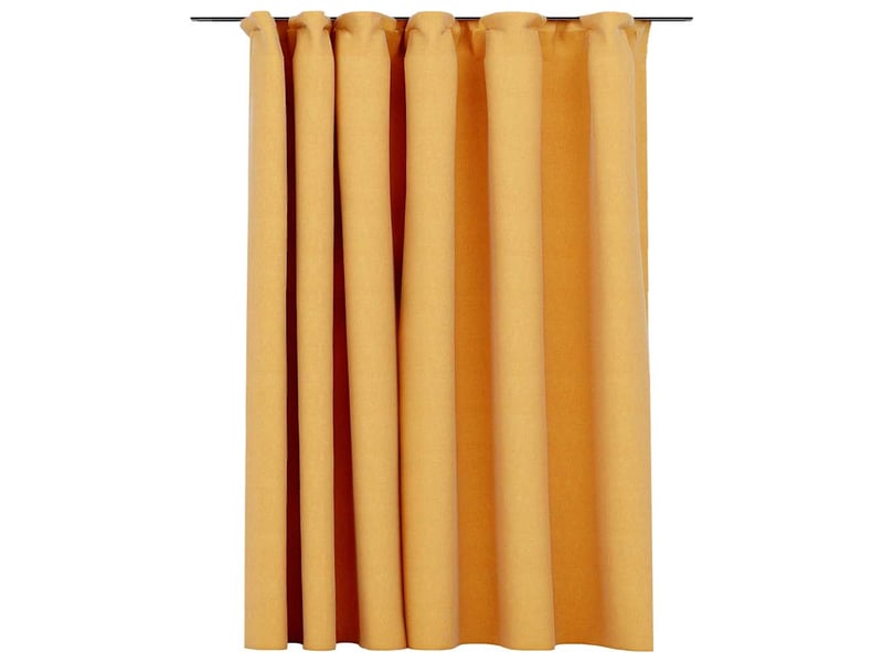  Rideau occultant, rideau black-out d'aspect de lin avec crochets jaune 290x245 cm cf43971  - Conforama A
