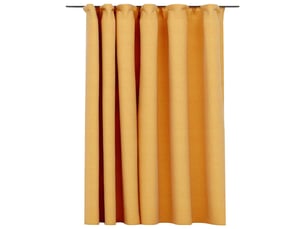 Rideau occultant, rideau black-out d'aspect de lin avec crochets jaune 290x245 cm cf43971