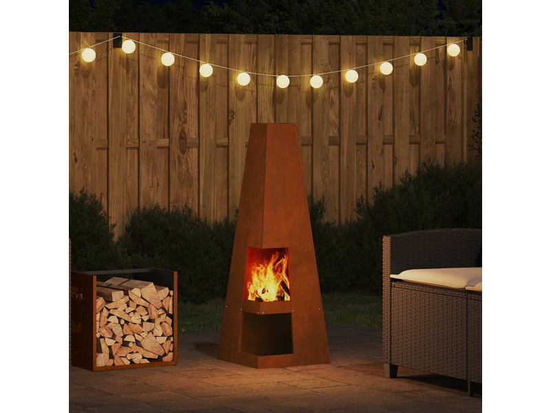  Brasero exterieur, foyer camping rouillé 35x35x100 cm  - Conforama D