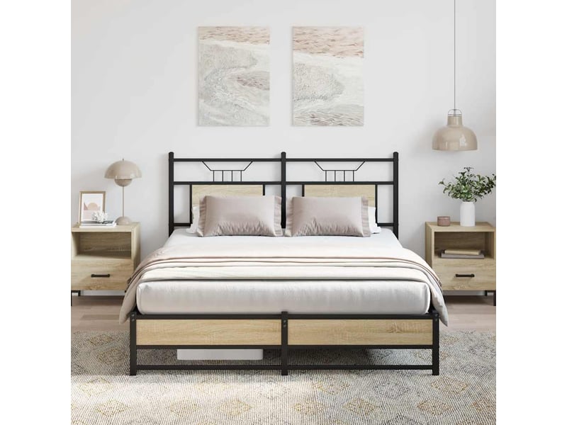  Lit double- lit adulte -  cadre de lit sans matelas chêne sonoma 150x200 cm  - Conforama C