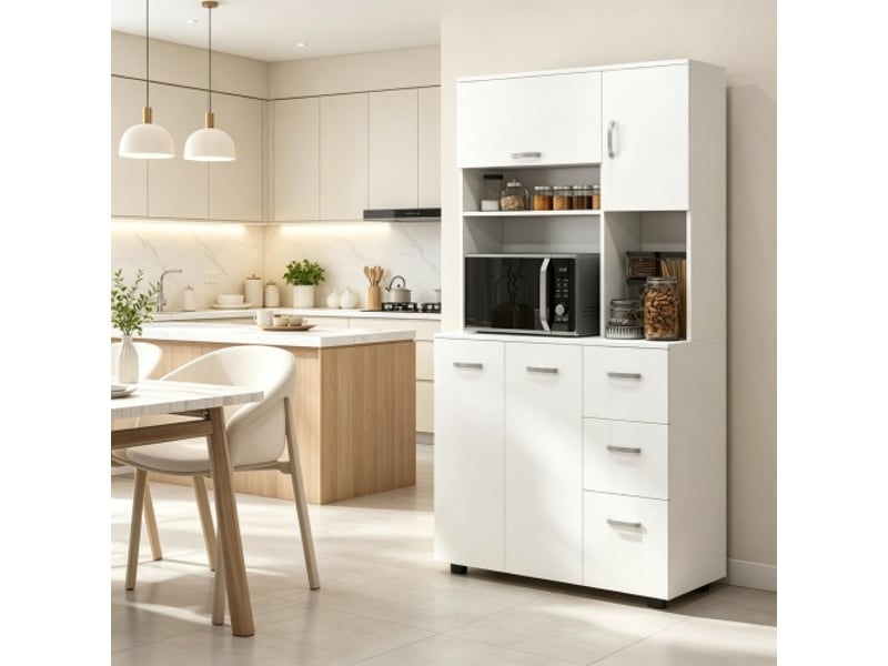  Colonne de cuisine avec rangements variés et tiroirs – armoire haute pratique et fonctionnelle  - Conforama D