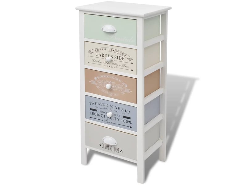  Armoire de rangement en style français 5 tiroirs bois  - Conforama A