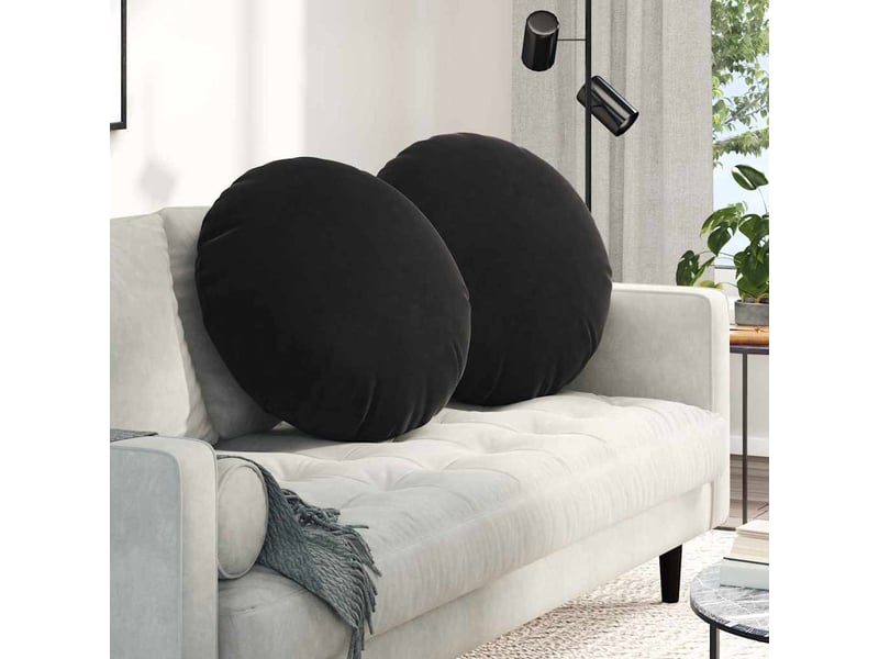  Lot de 2 coussins de siège, coussins décoratifs velours noir ø60 x 21 cm cf59910  - Conforama B