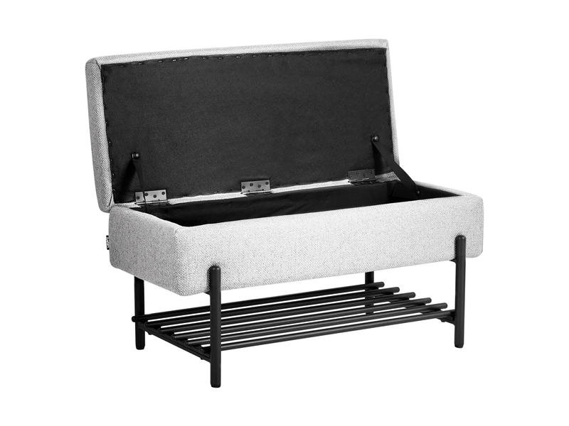 Banc de rangement solvang tissu gris  - Conforama D