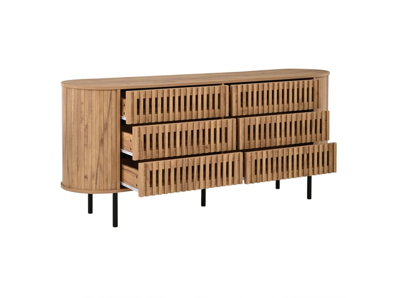 Buffet bas 160x40x70 cm à 6 tiroirs en mdf coloris bois naturel - Conforama E