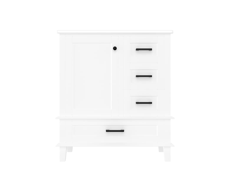  Meuble vasque salle de bain blanc 76 cm avec lavabo céramique intégré et 3 tiroirs silencieux  - Conforama A