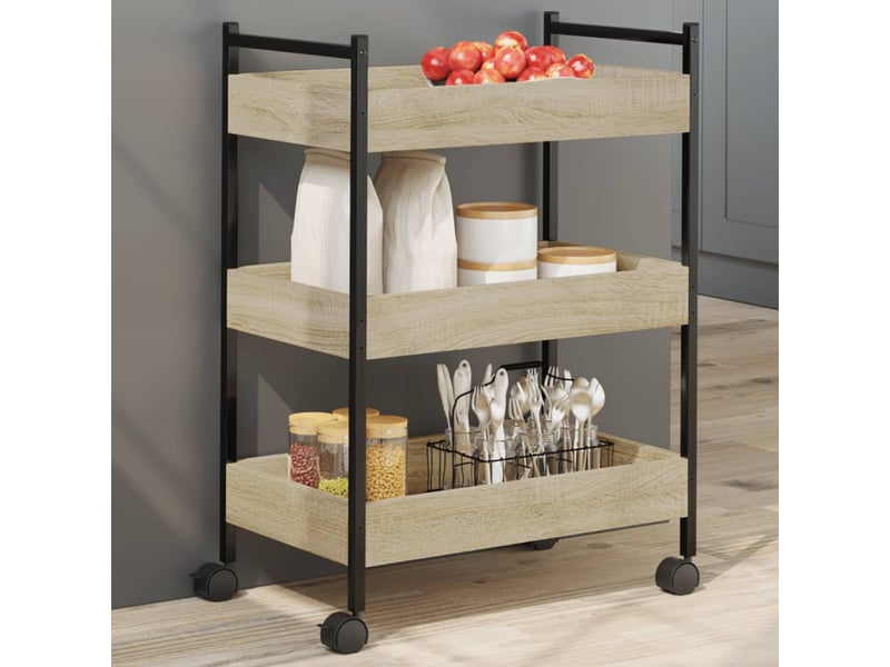  Desserte de cuisine, chariot de rangement chêne sonoma 50x30x70 cm bois d'ingénierie  - Conforama B