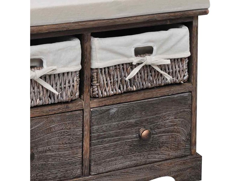  Banc chambre, banc de rangement marron 62x33x42 cm bois de paulownia  - Conforama E