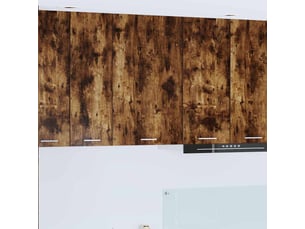 Meuble de rangement cuisine, armoire suspendue chêne fumé et blanc 50x31x80cm
