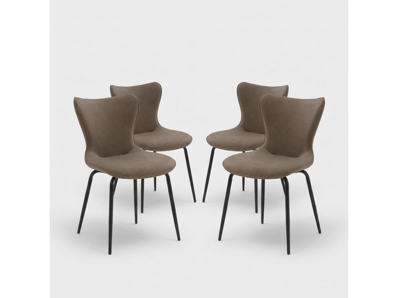  Lot de 4 chaises de salle à manger rembourrées en similicuir viola - marron  - Conforama A
