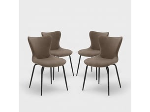 Lot de 4 chaises de salle à manger rembourrées en similicuir viola - marron