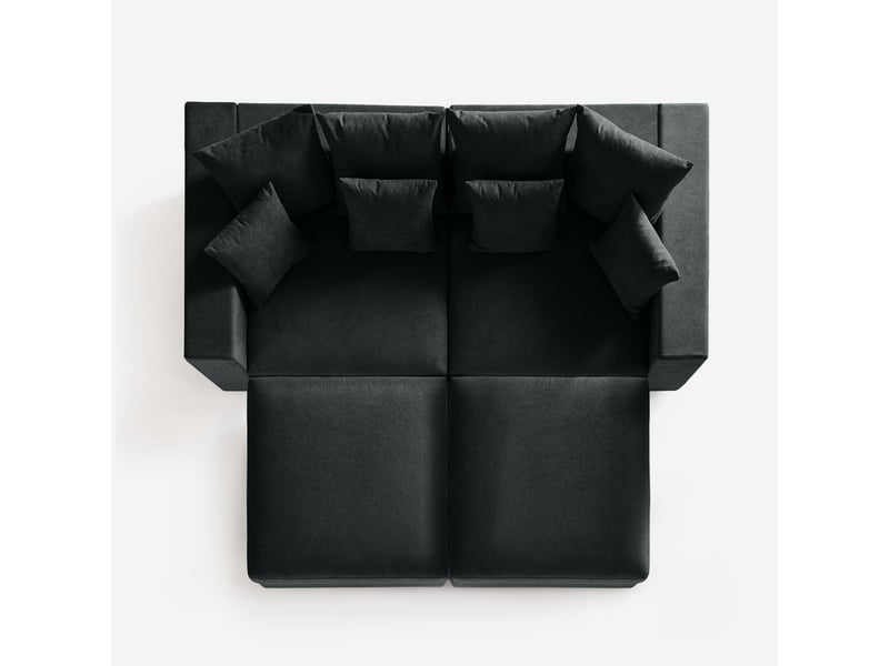  Canapé modulable déhoussable made in italy avec pouf et coussins cortina f - noir  - Conforama D