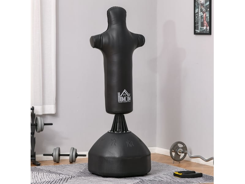 Mannequin de boxe sur pied 63 x 63 x 180 cm noir en acier, base à ventouses pour entraînement adulte - Conforama B