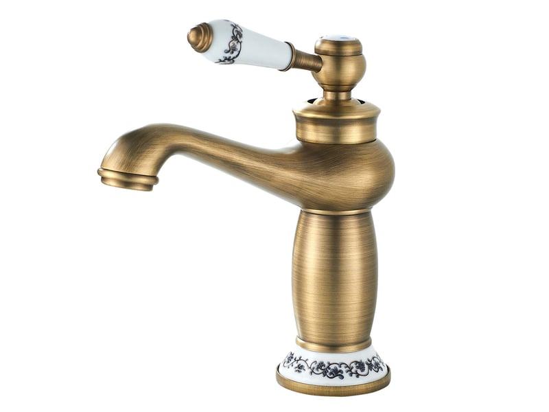  Robinet rétro salle de bain, robinet de lavabo poignée en céramique mitigeur monocommande lavabo, robinet salle bain eau chaude et froide, laiton - réf. Szpa302032jjzj  - Conforama A