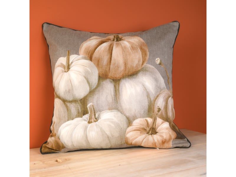  Coussin réversible imprimé aquarelle citrouilles 45x45 cm  - Conforama C