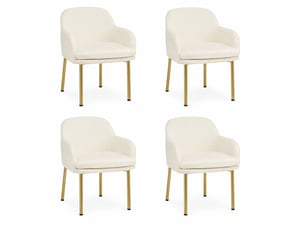 Lot de 4 chaises de salle à manger rembourrées blanches, pieds dorés réglables, 58,5 x 62 x 78 cm