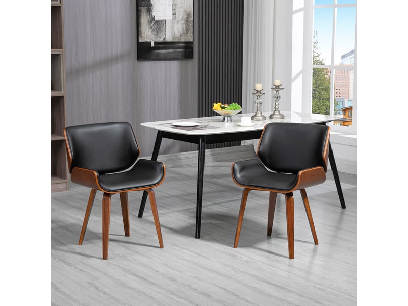  Lot de 2 chaises de salle à manger style vintage assise revêtement synthétique 53l x 54p x 81h cm noir marron  - Conforama D
