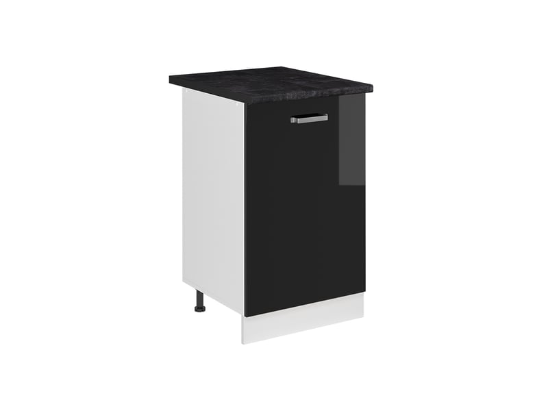 Vicco meuble bas de cuisine, noir haute brillanceblanc, 50cm plan de travail anthracite - Conforama A