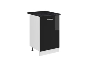Vicco meuble bas de cuisine, noir haute brillanceblanc, 50cm plan de travail anthracite