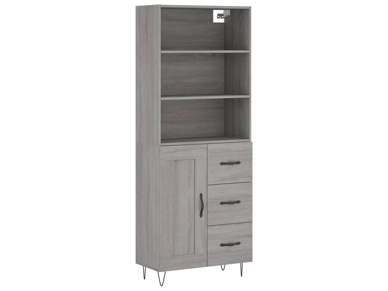  Buffet haut - bahut - meuble de rangement sonoma gris 69,5x34x180 cm bois d'ingénierie  - Conforama A