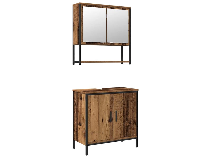  Ensemble de mobilier de salle de bain 2 pc marron cf64163  - Conforama A