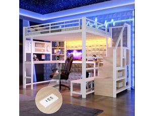 Lit mezzanine 140x200 cm <strong>MODENUIT </strong>  <strong></strong> coloris blanc
