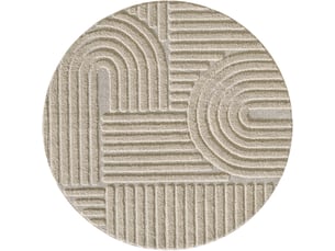 Tapis rond à relief lena beige 200x200cm